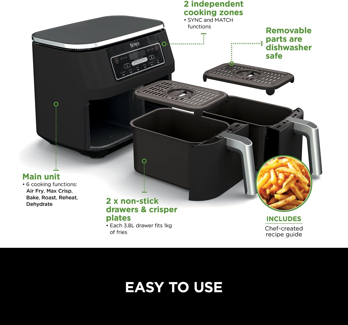 World Cup Kit: Ninja Dual Zone Air Fryer + Ninja Foodi StaySharp 14-Piece Knife Block