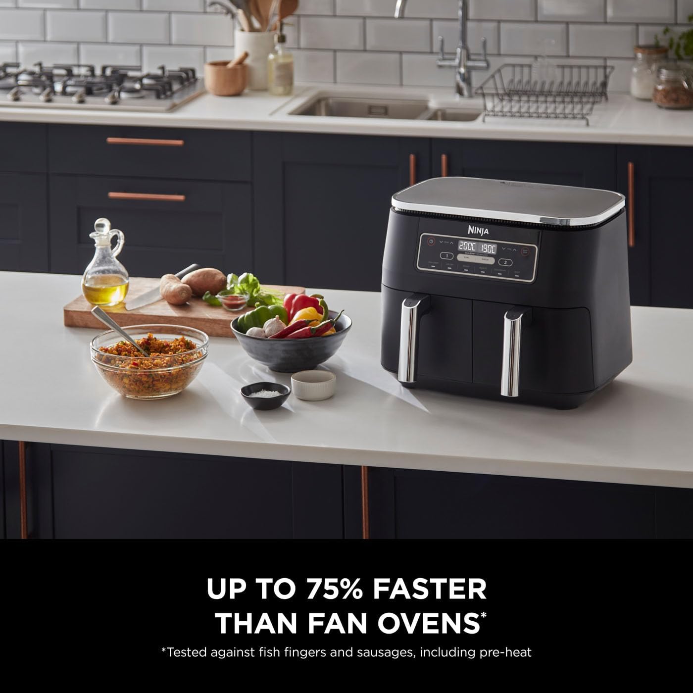 World Cup Kit: Ninja Dual Zone Air Fryer + Ninja Foodi StaySharp 14-Piece Knife Block