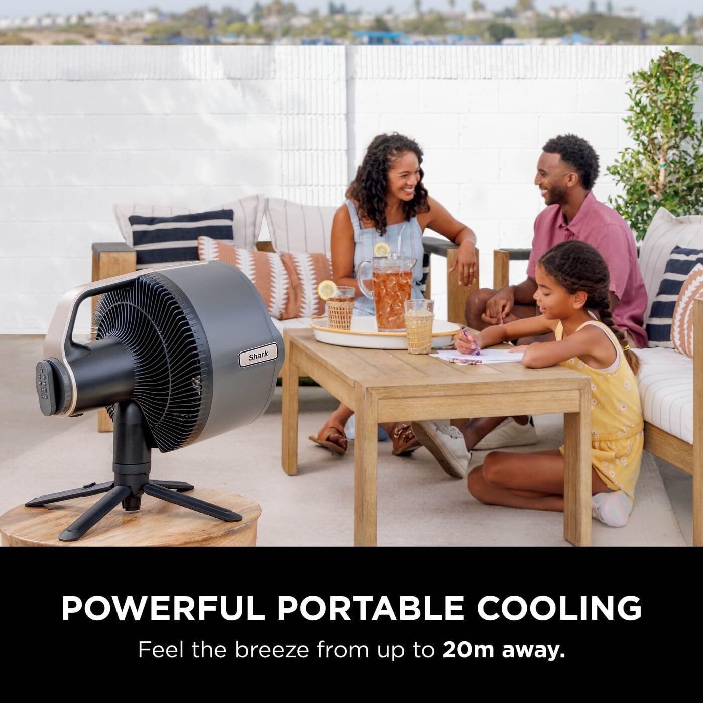 Shark FlexBreeze Pro Mist Cordless Indoor & Outdoor Fan with Outdoor Misting System, 20m Cooling Reach, 24hr Runtime, Pedestal & Table Fan, 5 Speeds, Quiet, Remote Control, Charcoal Grey FA300UK