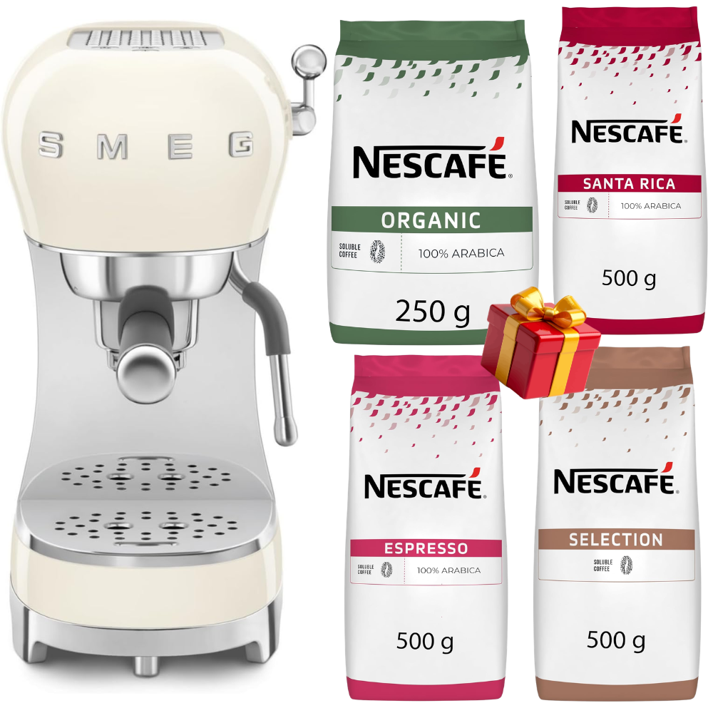 Machine à café expresso manuelle Smeg + 4 paquets de café moulu premium offerts
