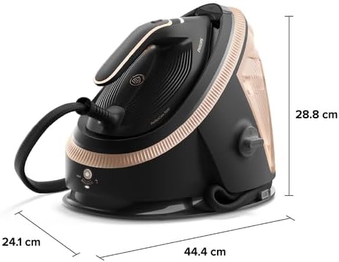 Philips PerfectCare 7000-2850W Series, Pressing 650 g/min, 8.5 Bars, OptimalTEMP Technology, 1.5L Tank, SteamGlide Elite Sole, Smart Steam, Black/Gold (PSG7300/80)