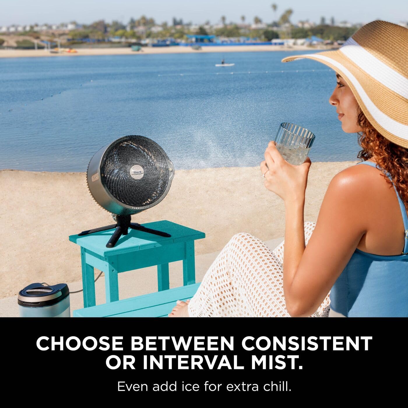 Shark FlexBreeze Pro Mist Cordless Indoor & Outdoor Fan with Outdoor Misting System, 20m Cooling Reach, 24hr Runtime, Pedestal & Table Fan, 5 Speeds, Quiet, Remote Control, Charcoal Grey FA300UK