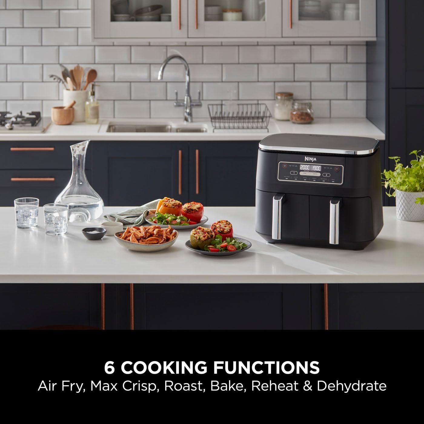 World Cup Kit: Ninja Dual Zone Air Fryer + Ninja Foodi StaySharp 14-Piece Knife Block