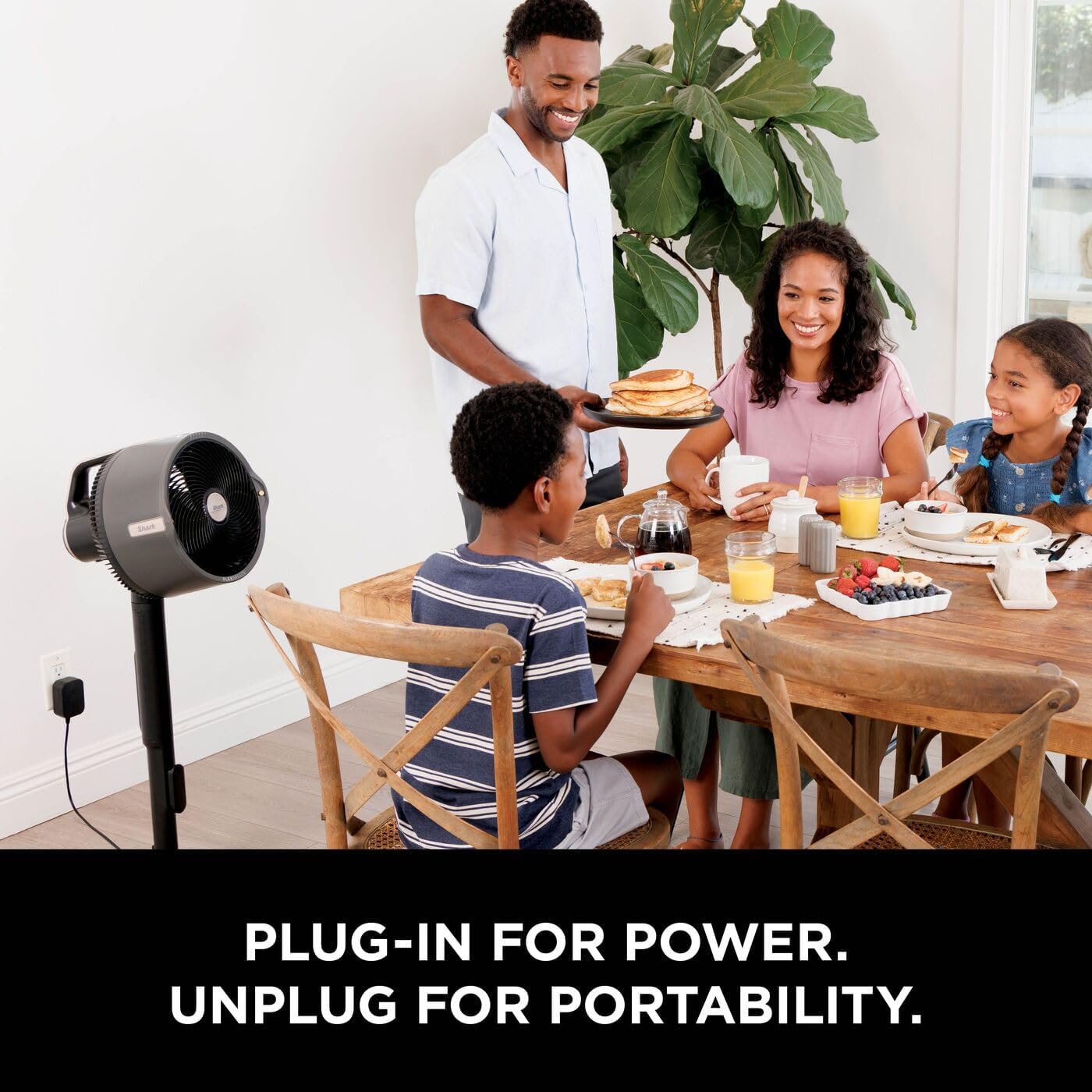 Shark FlexBreeze Pro Mist Cordless Indoor & Outdoor Fan with Outdoor Misting System, 20m Cooling Reach, 24hr Runtime, Pedestal & Table Fan, 5 Speeds, Quiet, Remote Control, Charcoal Grey FA300UK