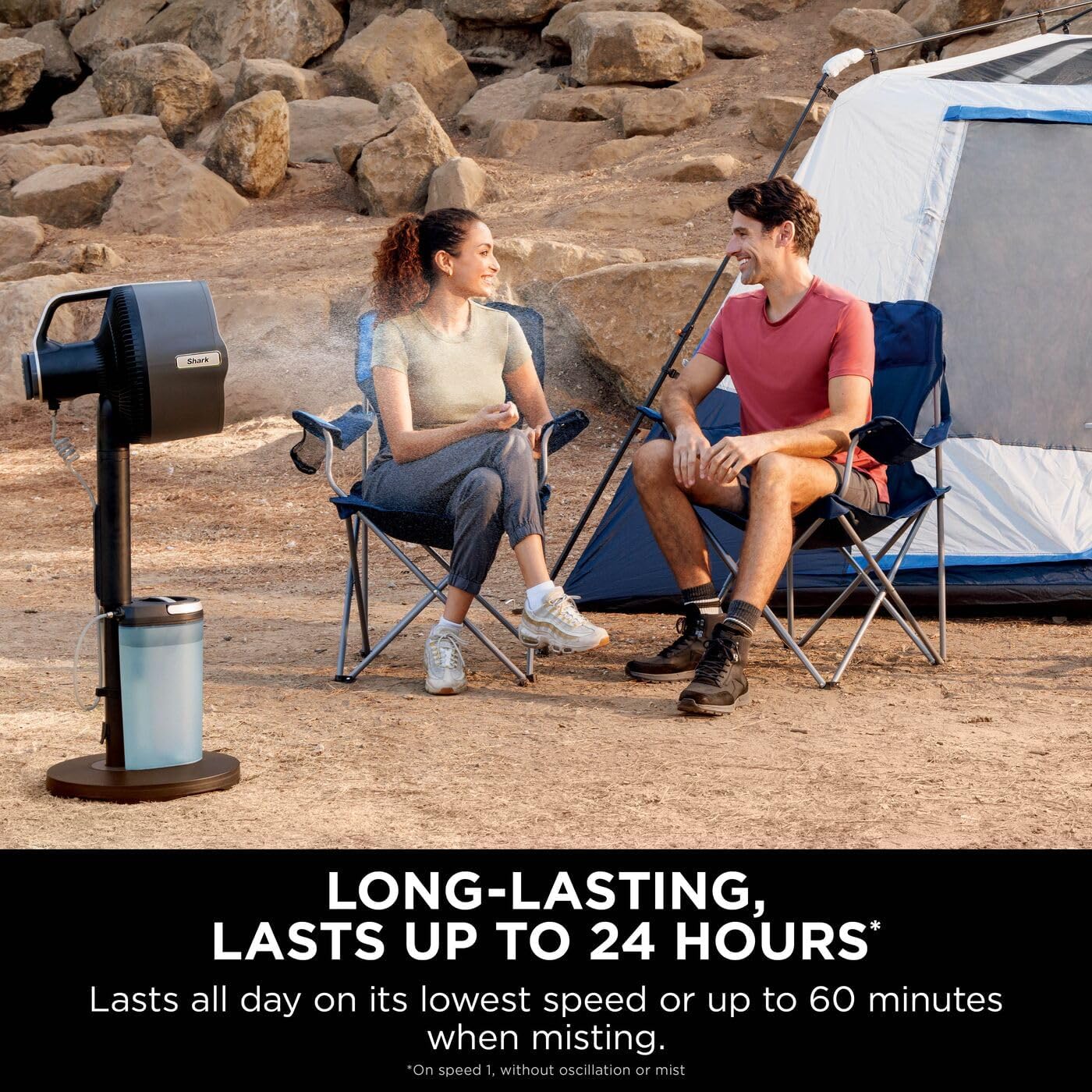Shark FlexBreeze Pro Mist Cordless Indoor & Outdoor Fan with Outdoor Misting System, 20m Cooling Reach, 24hr Runtime, Pedestal & Table Fan, 5 Speeds, Quiet, Remote Control, Charcoal Grey FA300UK